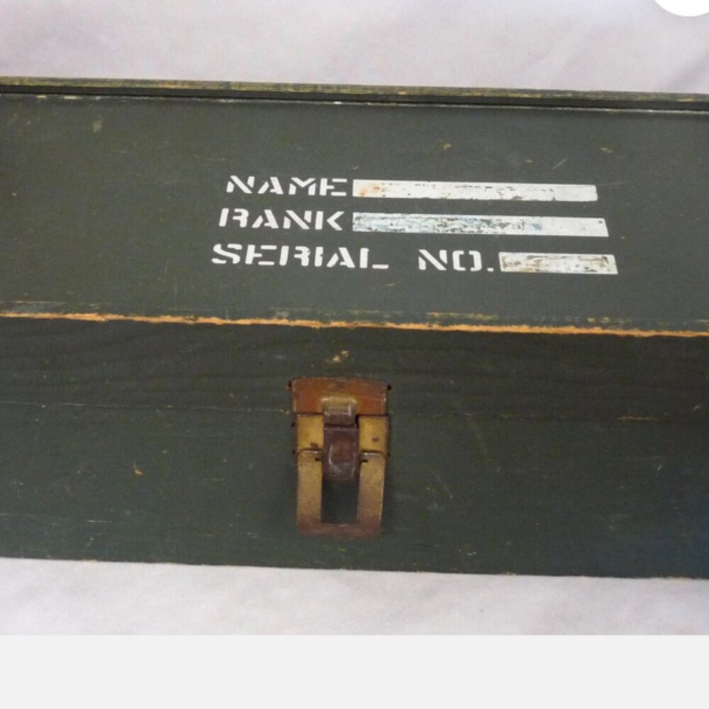 Vintage G​.I​. Joe doll toy US military wooden personal storage box 60s